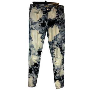 True Religion Halle Mid Rise Super Skinny Size 28 Tie Dye Denim Jeans Blue B4